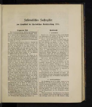 Systematisches Sachregister zum Hauptblatt der Hanseatischen Gerichtszeitung 1914.