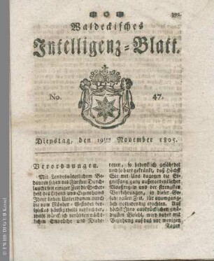 No. 47, Dienstag, den 19ten November 1805