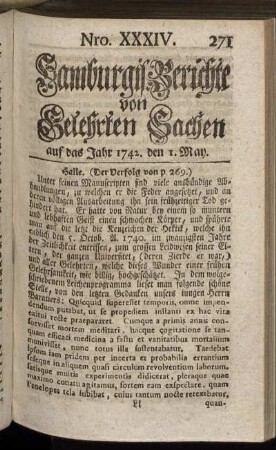 Nro. XXXIV. auf das Jahr 1742. den 1. May. - Nro. XLI. auf das Jahr 1742. den 29. May.