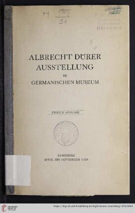Albrecht-Dürer-Ausstellung : im Germanischen Museum, Nürnberg, April bis September 1928
