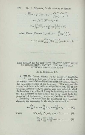 The strain infinite elastic solid with an ellipsoidal cavity, due to certain surface displacements.