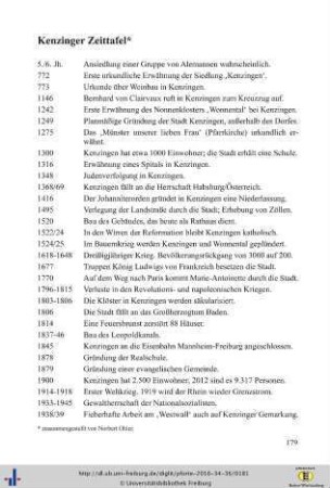 Kenzinger Zeittafel