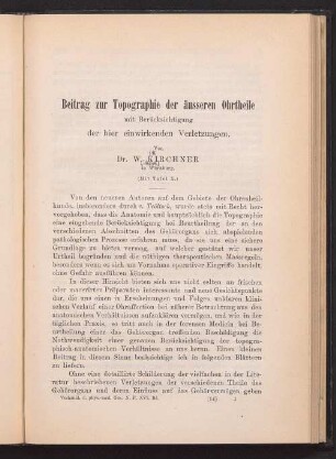 Beitrag zur Topographie der äusseren Ohrtheile mit Berücksichtigung der hier einwirkenden Verletzungen