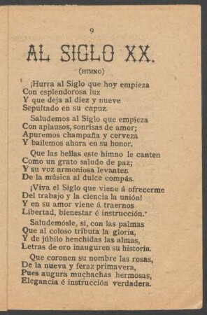 Al Siglo XX. : (Himno)