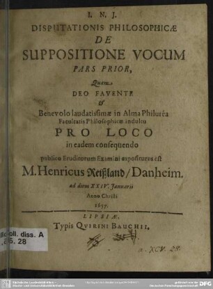 1: Disputationis philosophicae de suppositione vocum pars ...