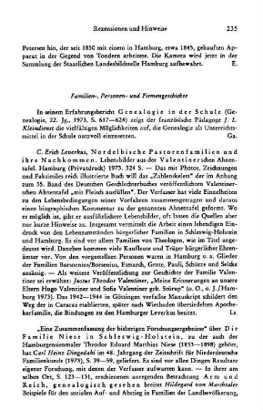 Rezensionen und Hinweise : Familien-, Personen- und Firmengeschichte
