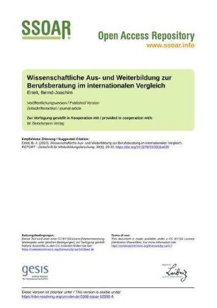 Wissenschaftliche Aus- und Weiterbildung zur Berufsberatung im internationalen Vergleich