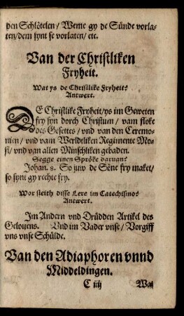 Van der Christliken Fryheit.