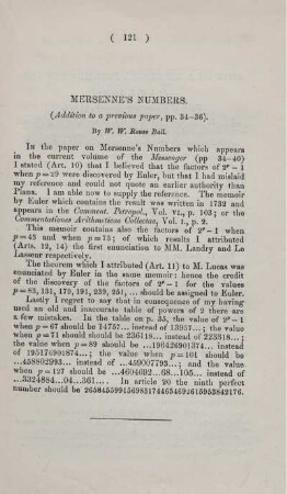 Mersenne's numbers.