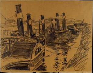 Elbeschlepper am Ufer