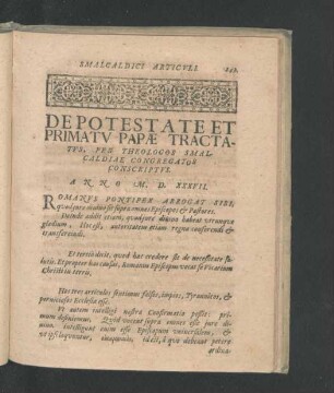 De Potestate Et Primatu Papae Tractatus ...
