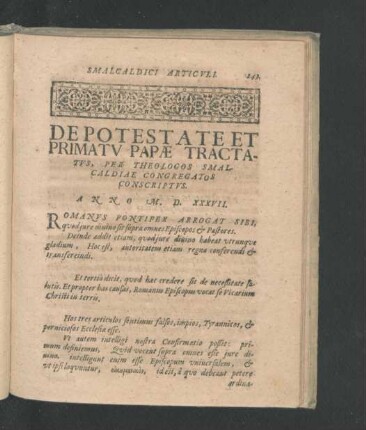 De Potestate Et Primatu Papae Tractatus ...