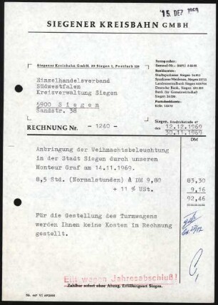 Firmenbriefkopf Siegener Kreisbahn, G M B H