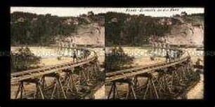 Holzbrücke, Eisenbahnbrücke über die Save