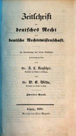 Zeitschrift für deutsches Recht und deutsche Rechtswissenschaft. 2. 1839