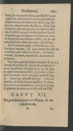 Caput XII. De praedicamento artificum & artefactorum.