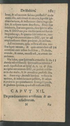 Caput XII. De praedicamento artificum & artefactorum.