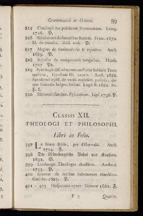 Classis XII. Theologi et Philosophi.