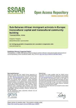 Sub-Saharan African immigrant activists in Europe: transcultural capital and transcultural community building