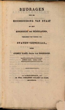 Bijdragen tot de huishouding van staat in het Koninkrijk der Nederlanden, 8,1. 1823