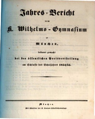 Jahresbericht. 1854/55