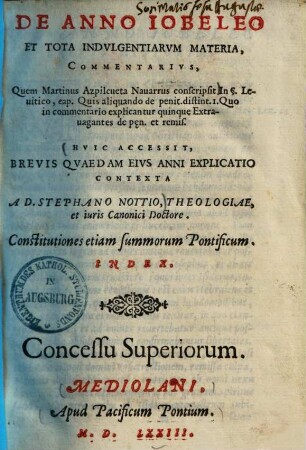 De anno jobeleo et tota indulgentiarum materia, commentarius