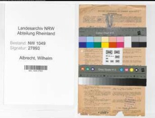 Entnazifizierung Wilhelm Albrecht , geb. 28.07.1905 (Maschinenbaumeister)