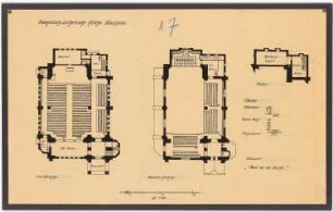 Kirche, Elmshorn: Grundrisse Erdgeschoss, Emporengeschoss, Kellergeschoss 1:200