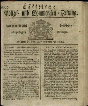 Nr. 93, Mittwoch, den 22sten November 1815