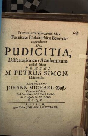 De pudicitia diss. acad.