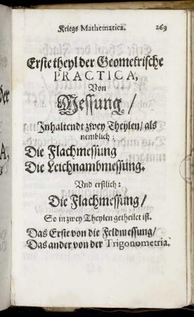 Erste theyl der Geometrische Practica, Von Messung.
