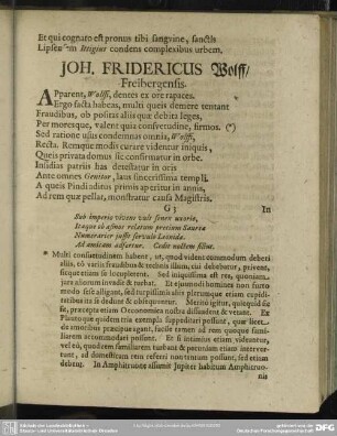 Joh. Fridericus Wolff, Freibergensis