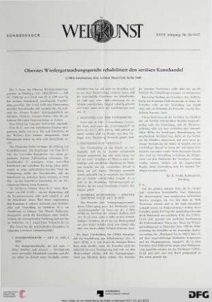 Sonderdruck Weltkunst 1957