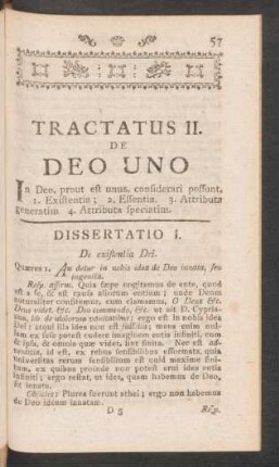 Tractatus II. De Deo Uno