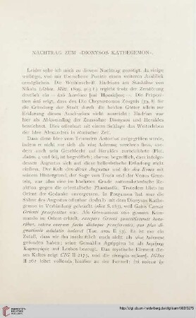 27: Nachtrag zum "Dionysos Kathegemon"