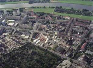 Stadtteilansicht zwischen Fiedlerstraße, Bundschuhstraße, Käthe-Kollwitz-Ufer, Neubertstraße und Trinitatisfriedhof