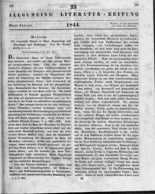 Liebig, J.: Die organische Chemie in ihrer Anwendung auf Physiologie und Pathologie. Braunschweig: Vieweg 1842 (Fortsetzung von Nr. 22)
