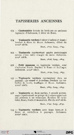 Tapisseries anciennes (Nr. 173-179)