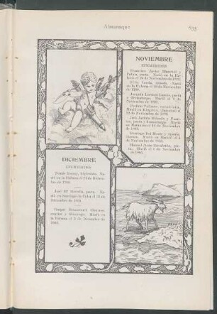 Efemérides [para los meses de] Noviembre [y] Diciembre.