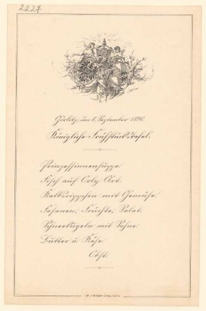 Menükarte : Königliche Frühstückstafel