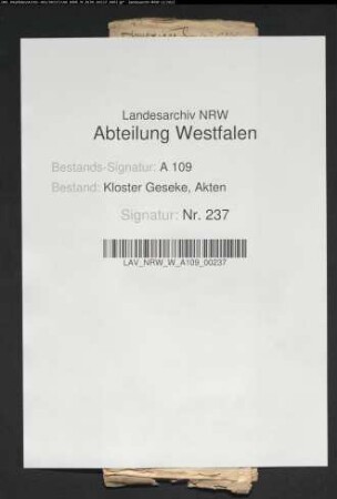Verzeichnis der Ländereien des kleinen Zehnten zu Velmede.