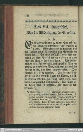 Das VII. Hauptstück. Von der Widerlegung der Einwürfe