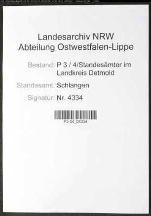 Sterberegister Standesamt Schlangen