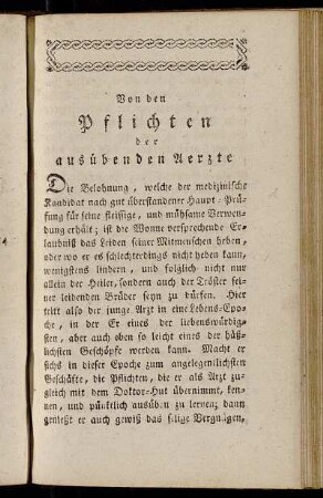 Von den Pflichten der ausübenden Aerzte.