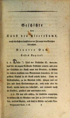Winckelmann's Werke, 6,1. Geschichte der Kunst des Alterthums ; 4. Band, 1. Theil