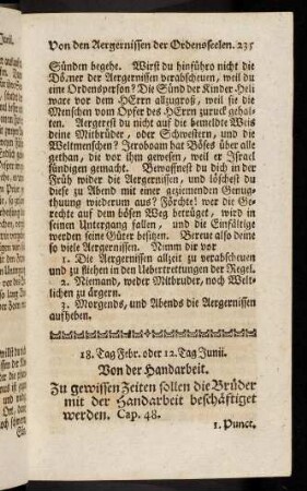 235-257, 18. oder 12. Junii. Von der Handarbeit. - 22. oder 16. Junii. Von der Bus.