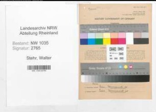 Entnazifizierung Walter Stehr , geb. 26.03.1899 (Angestellter)
