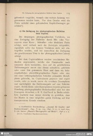 a) Die Zerlegung der photographischen Halbtöne beim Copiren