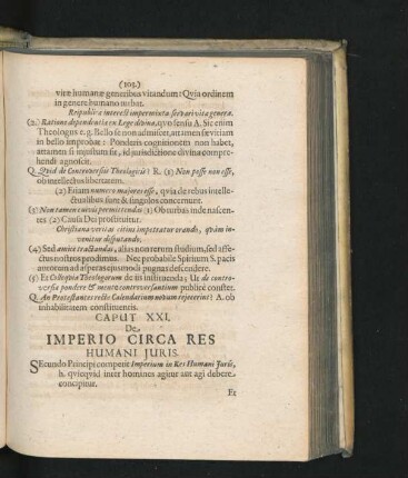 Caput XXI. De Imperio circa Res Humani Iuris.