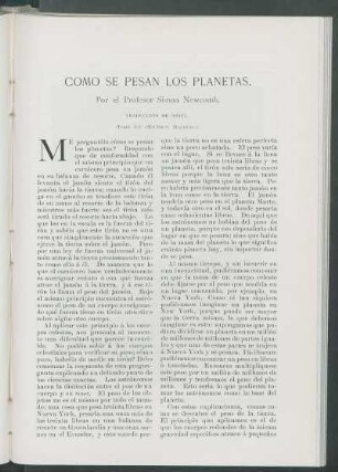 Cómo se pesan los planetas. : (Texto del «McClure's Magazine.»)